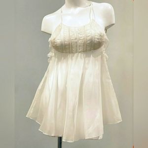 VICTORIA'S SECRET Designer Collection Silk  "Apron" Babydoll Slip Cream and Thog